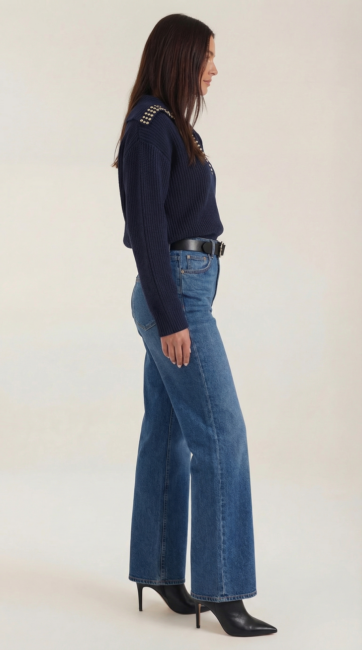 Darlene wol sweater met studs-kraag