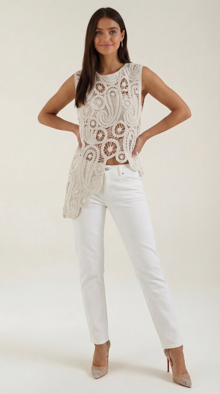 Delia Asymmetrische Blouse met Kantdetails
