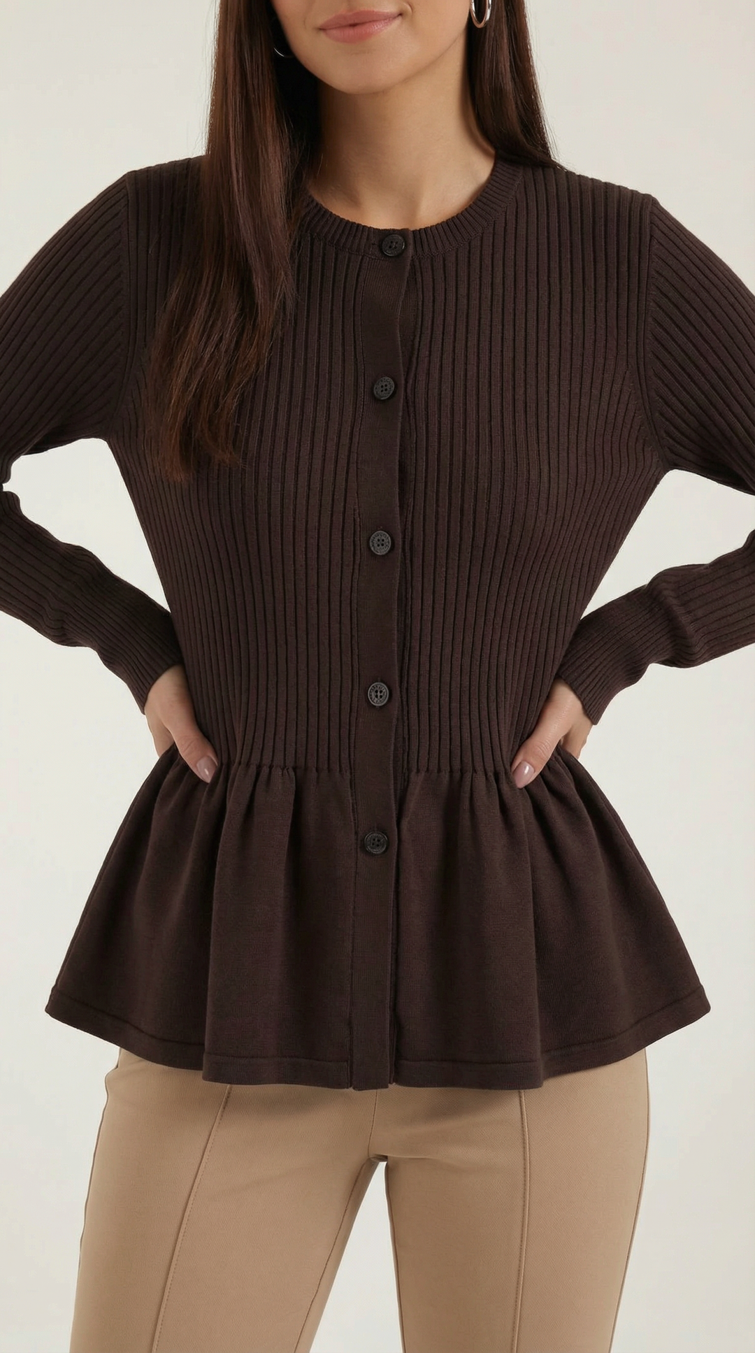 Diana Gerimpelde Knopen Cardigan