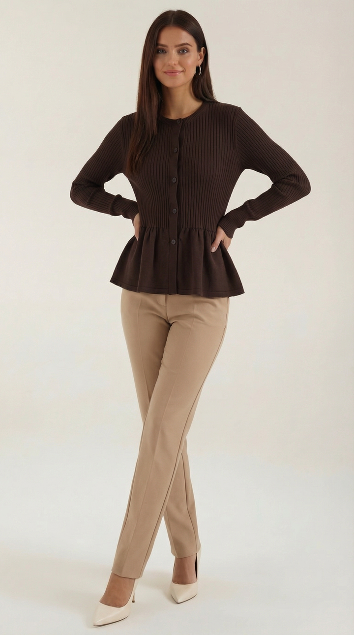 Diana Gerimpelde Knopen Cardigan