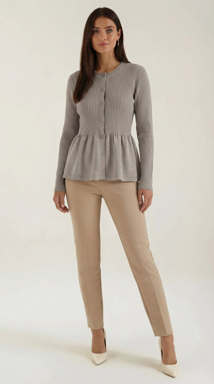 Diana Gerimpelde Knopen Cardigan