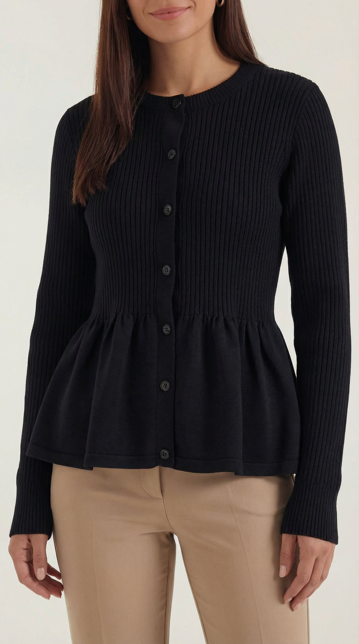 Diana Gerimpelde Knopen Cardigan