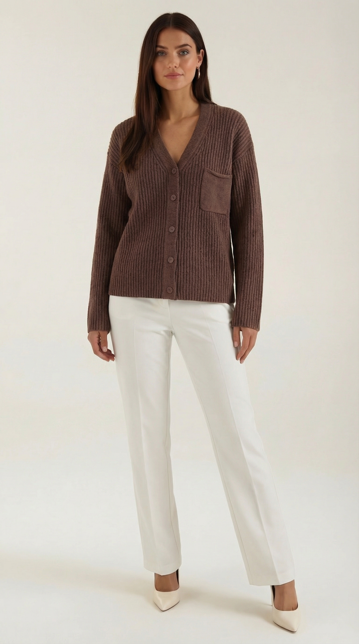 Oversized Franse Katoenen Cardigan
