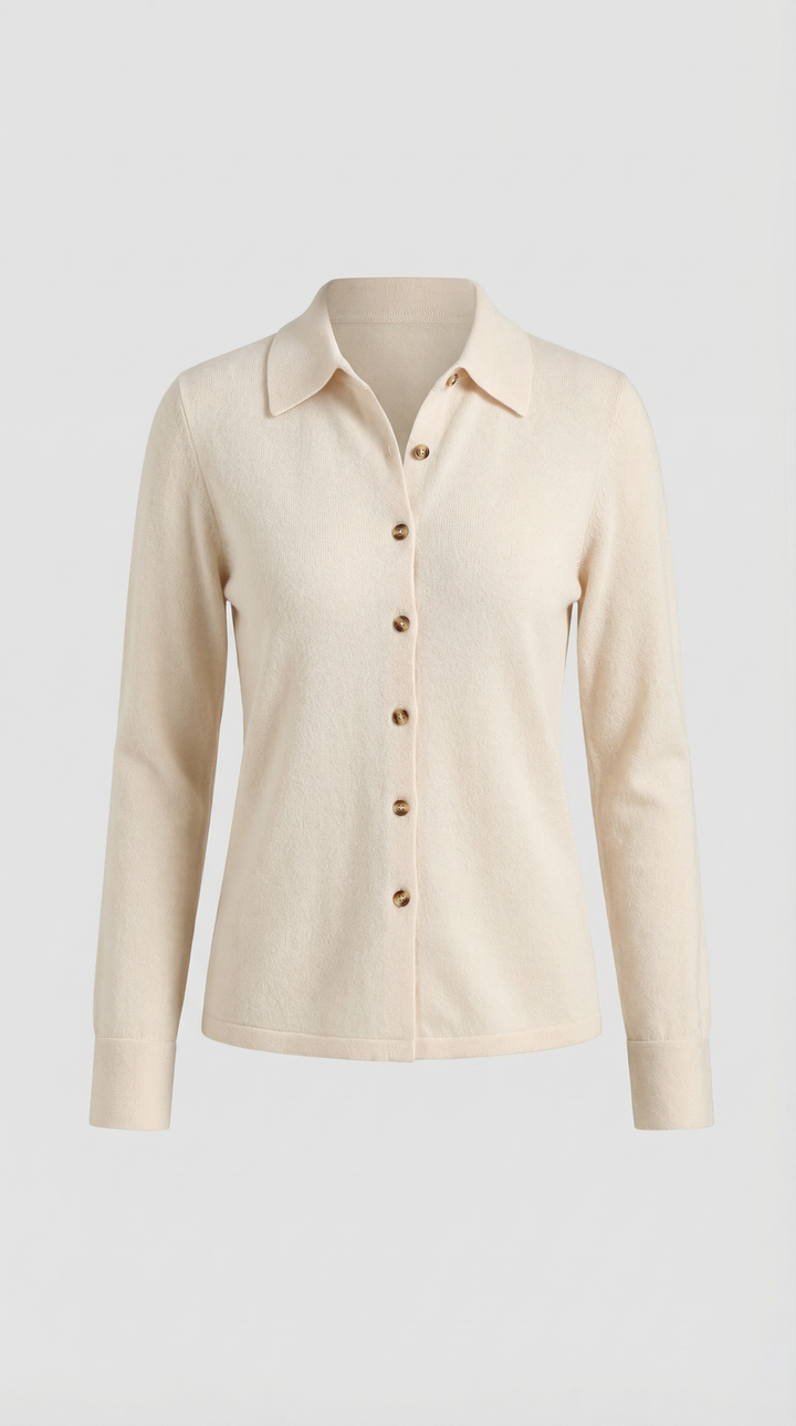 Gladys gebreide cardigan met kraag en knopen