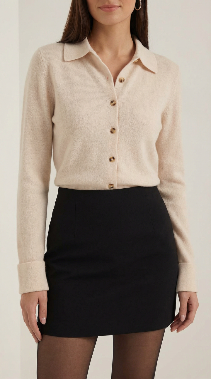Gladys gebreide cardigan met kraag en knopen