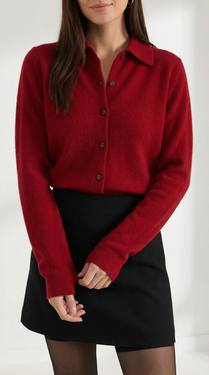 Gladys gebreide cardigan met kraag en knopen