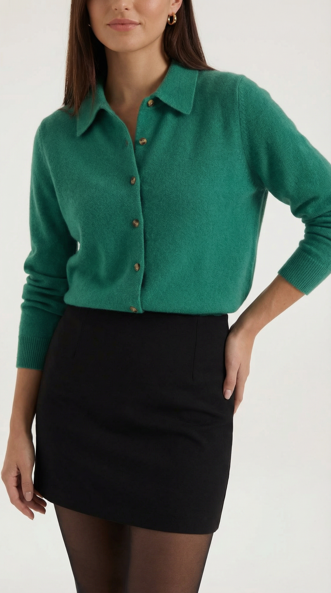 Gladys gebreide cardigan met kraag en knopen