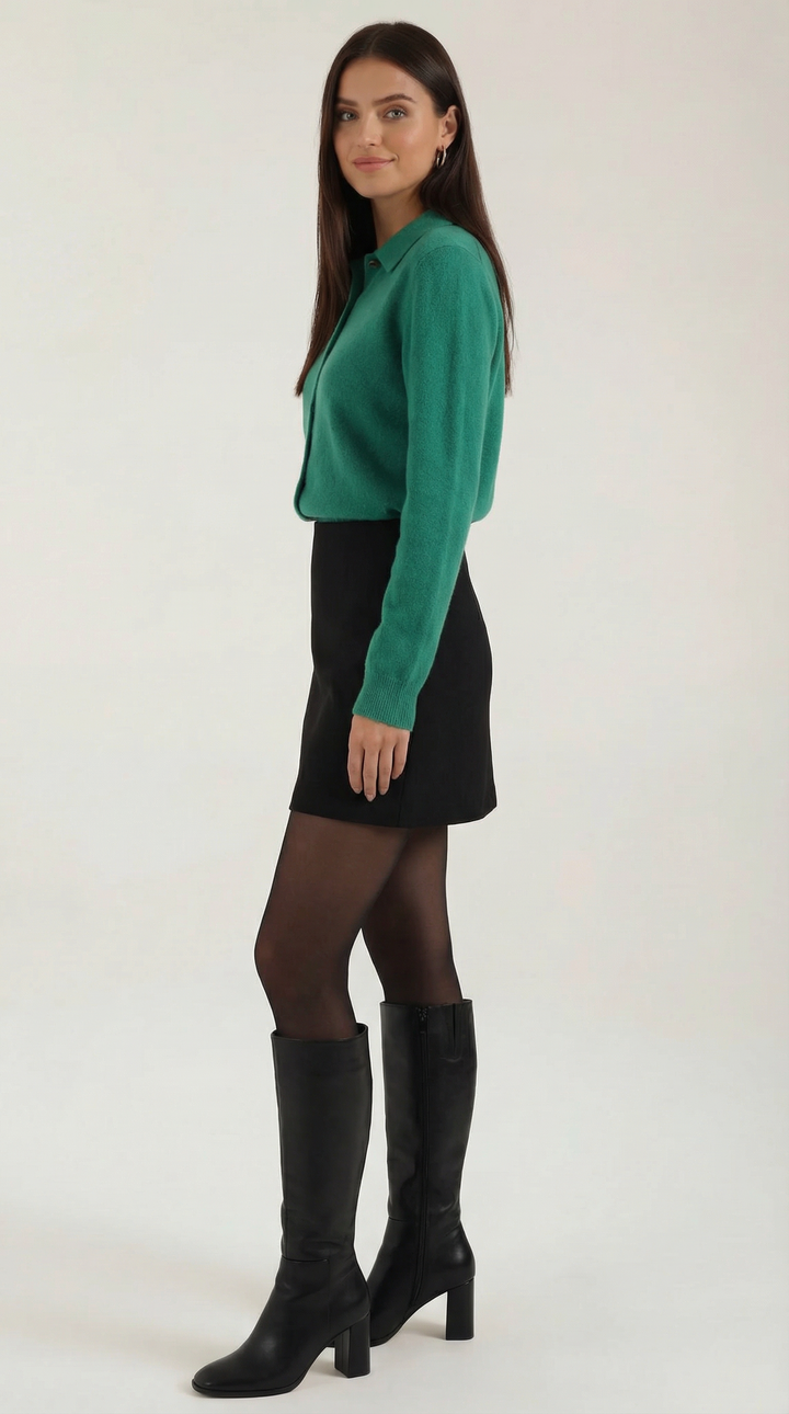 Gladys gebreide cardigan met kraag en knopen