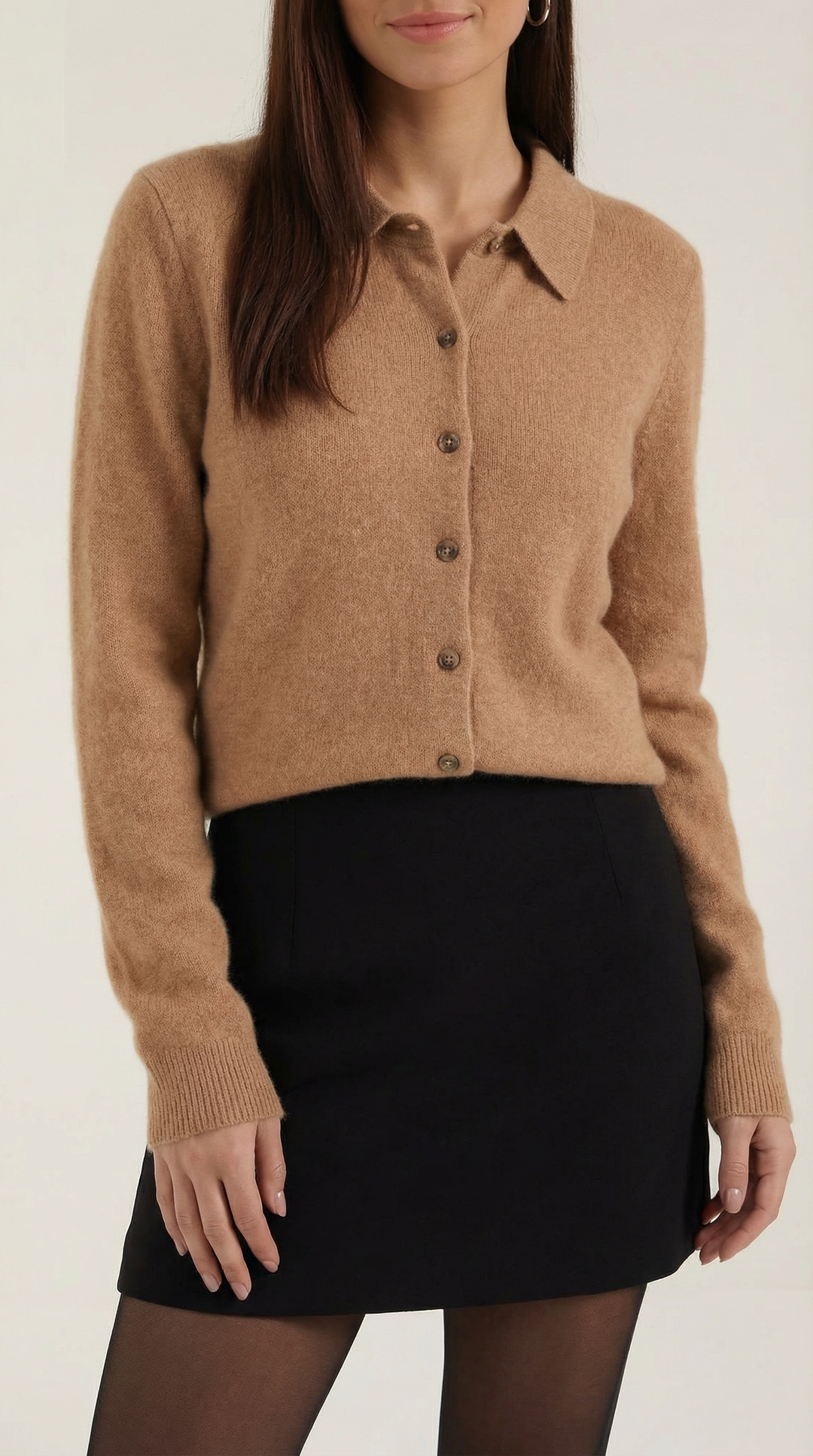 Gladys gebreide cardigan met kraag en knopen