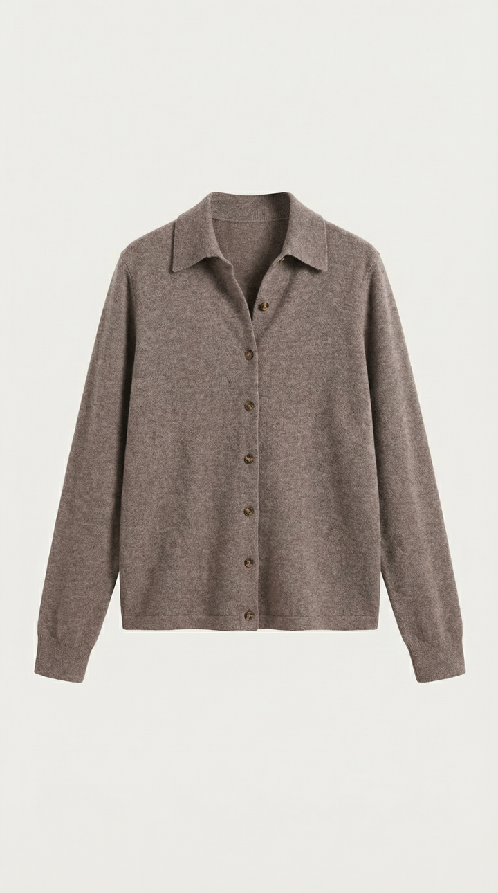 Gladys gebreide cardigan met kraag en knopen