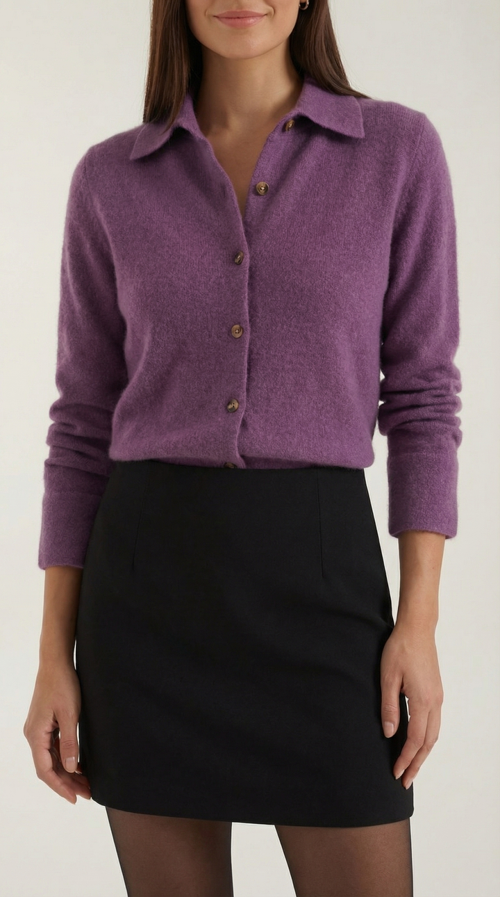 Gladys gebreide cardigan met kraag en knopen