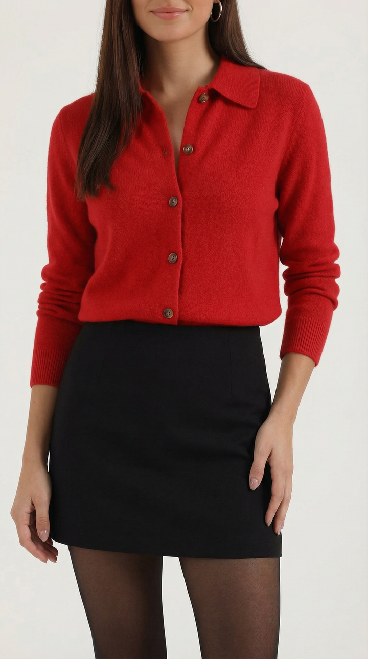 Gladys gebreide cardigan met kraag en knopen