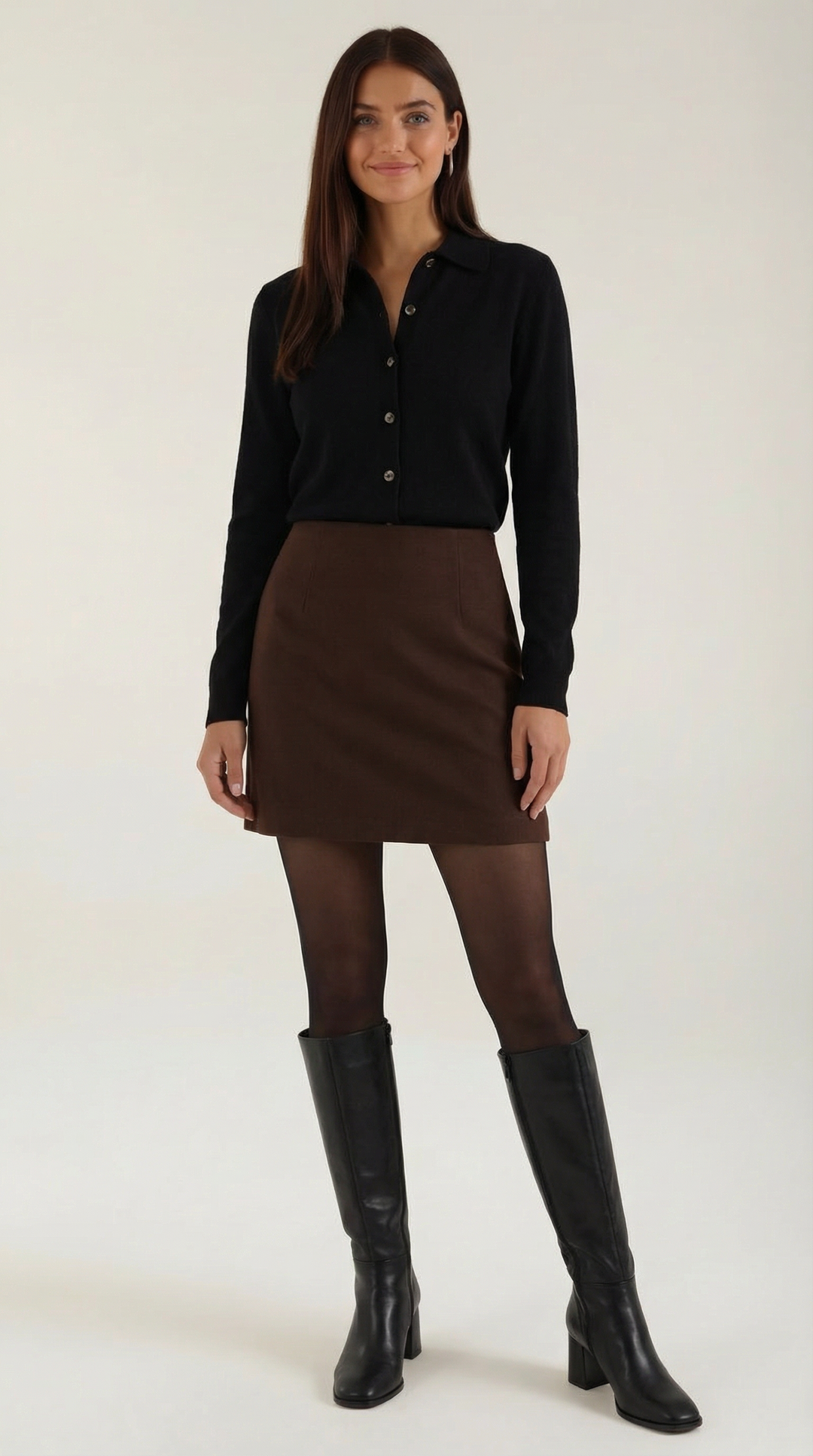 Gladys gebreide cardigan met kraag en knopen