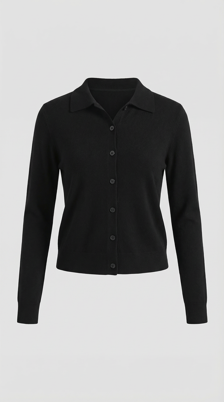 Gladys gebreide cardigan met kraag en knopen