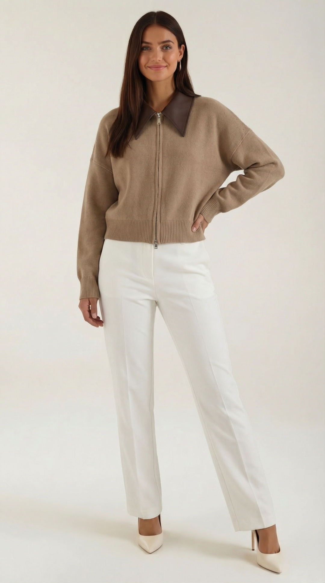 Irene Gebreide Korte Mouwen Polo Shirt