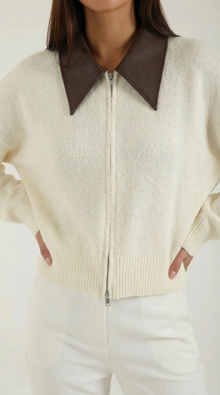 Irene Gebreide Korte Mouwen Polo Shirt
