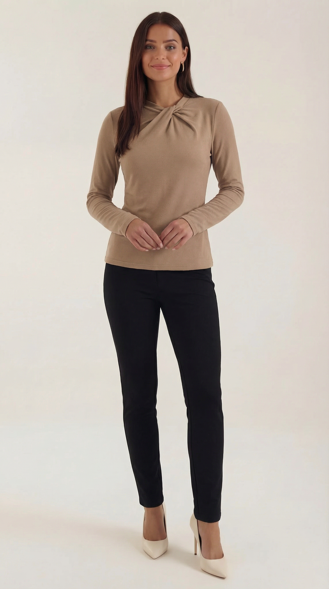 Jamie mock-neck blouse met strik