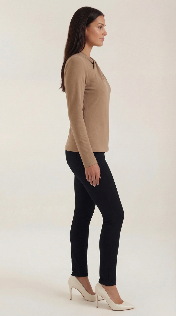 Jamie mock-neck blouse met strik