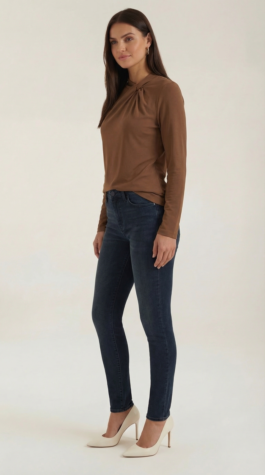 Jamie mock-neck blouse met strik