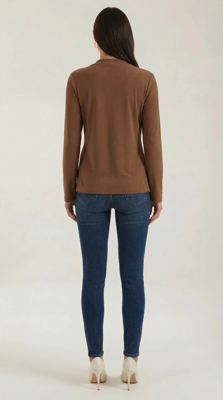 Jamie mock-neck blouse met strik