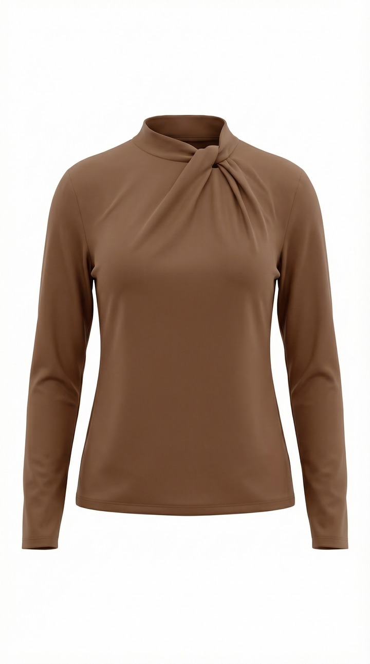 Jamie mock-neck blouse met strik