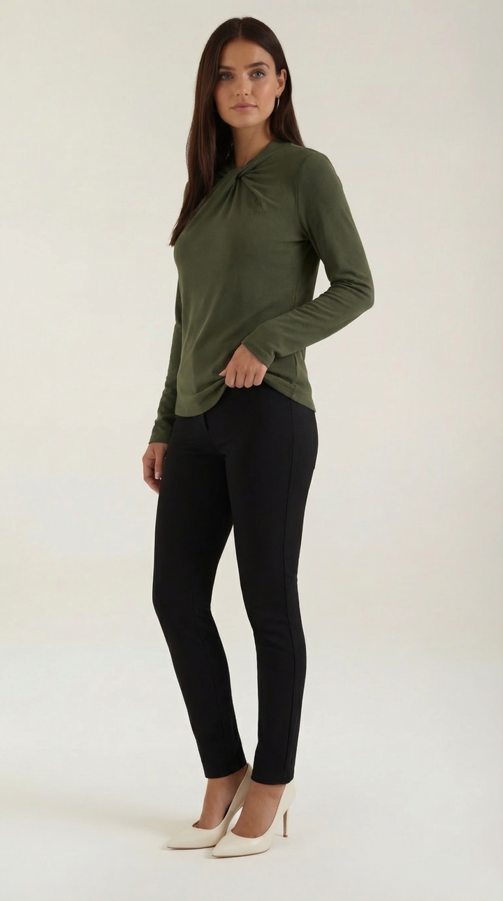Jamie mock-neck blouse met strik