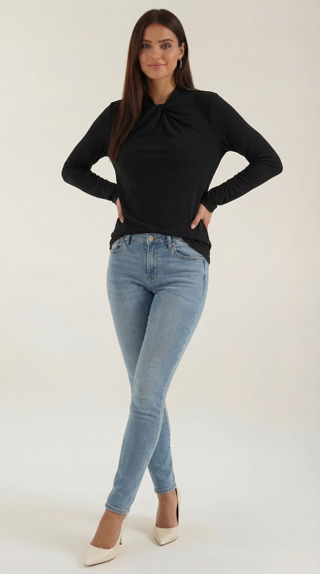 Jamie mock-neck blouse met strik