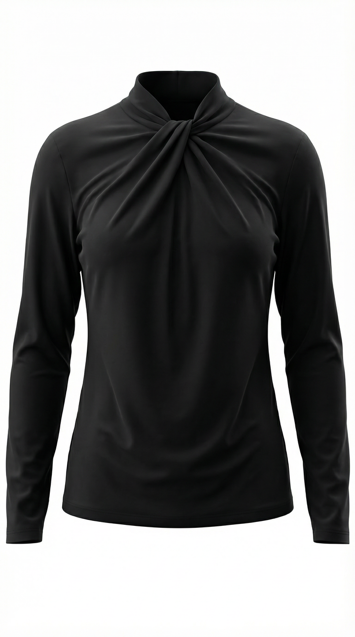Jamie mock-neck blouse met strik