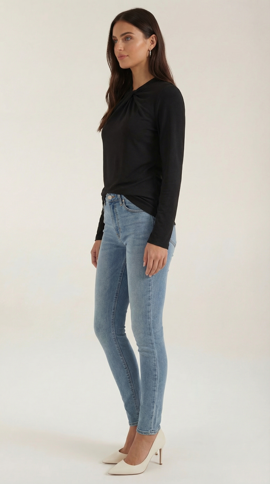 Jamie mock-neck blouse met strik