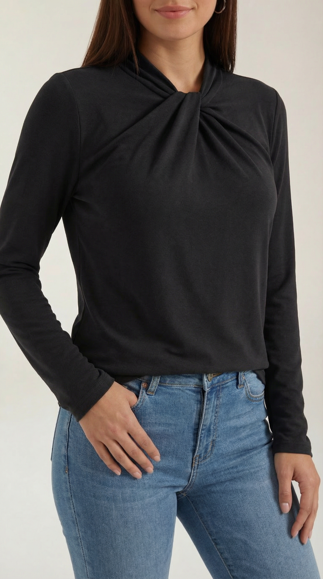 Jamie mock-neck blouse met strik