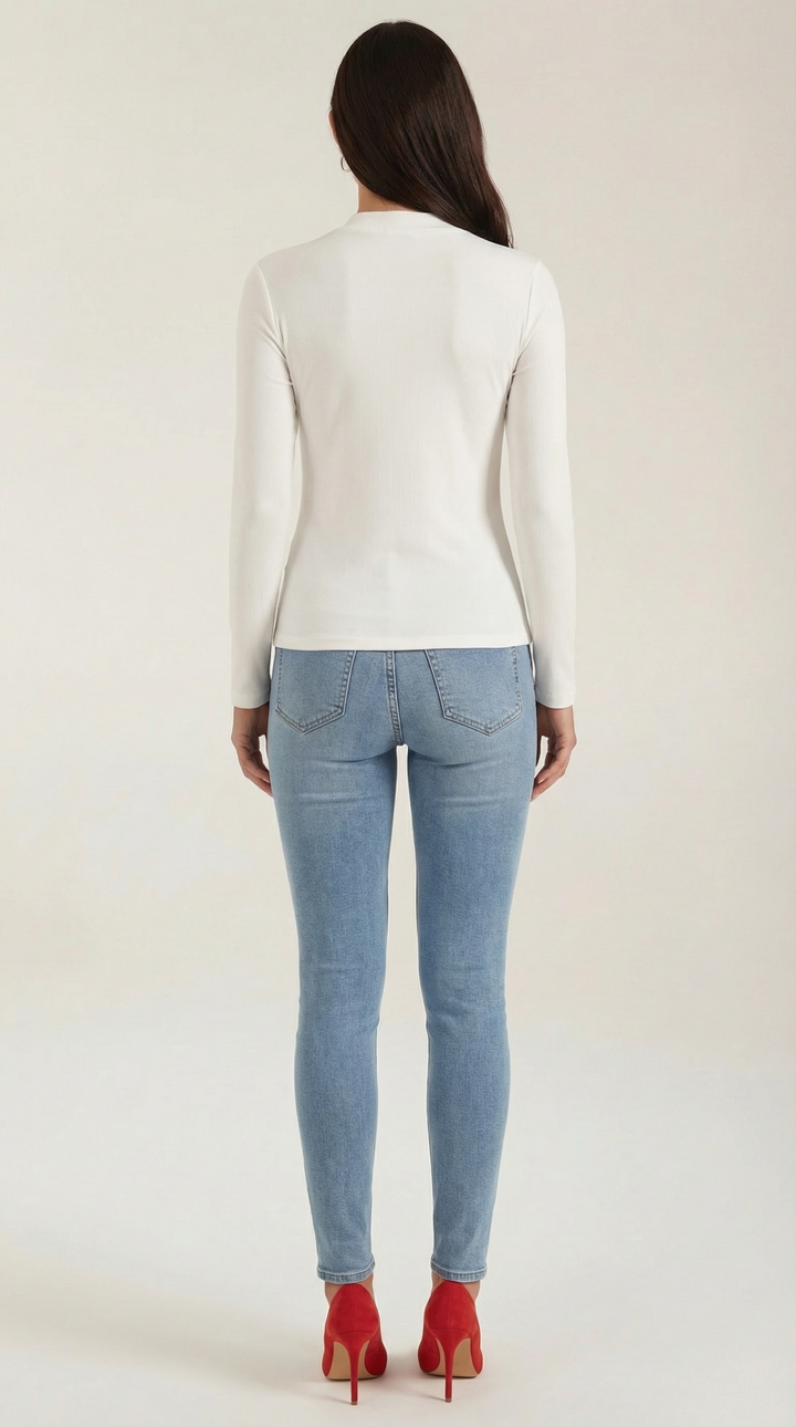 Jamie mock-neck blouse met strik