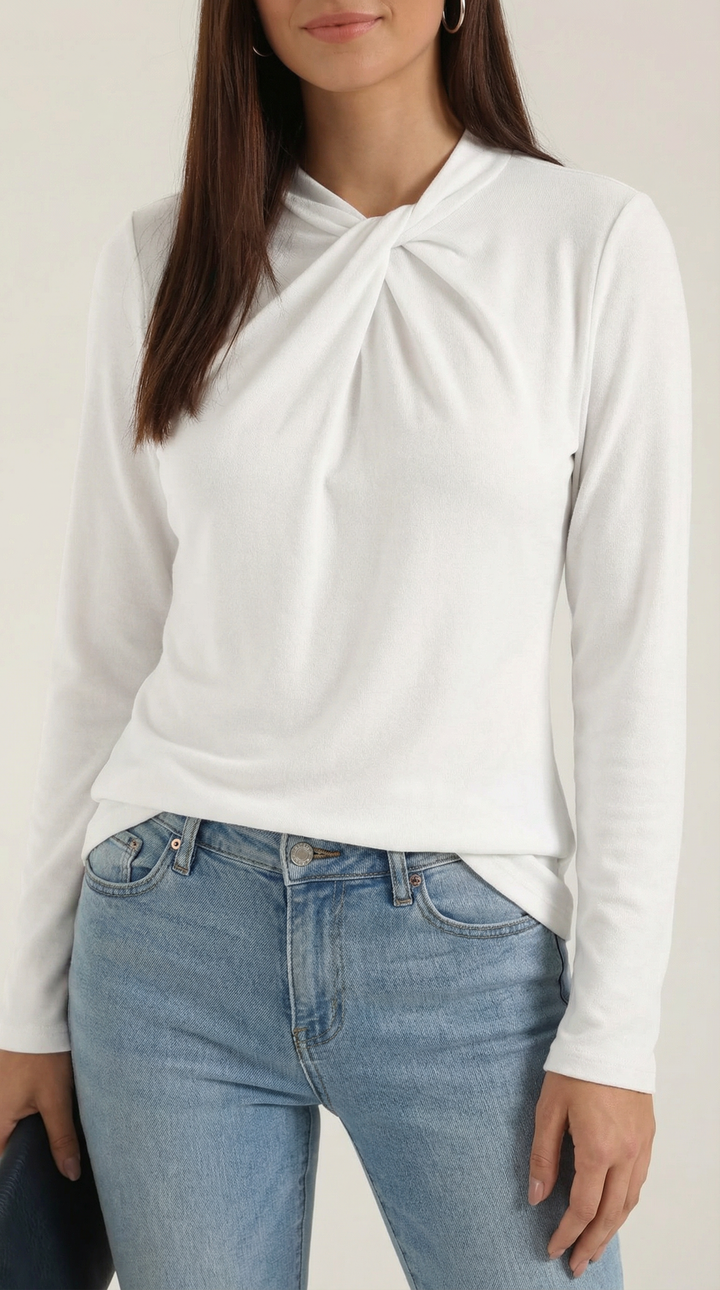 Jamie mock-neck blouse met strik
