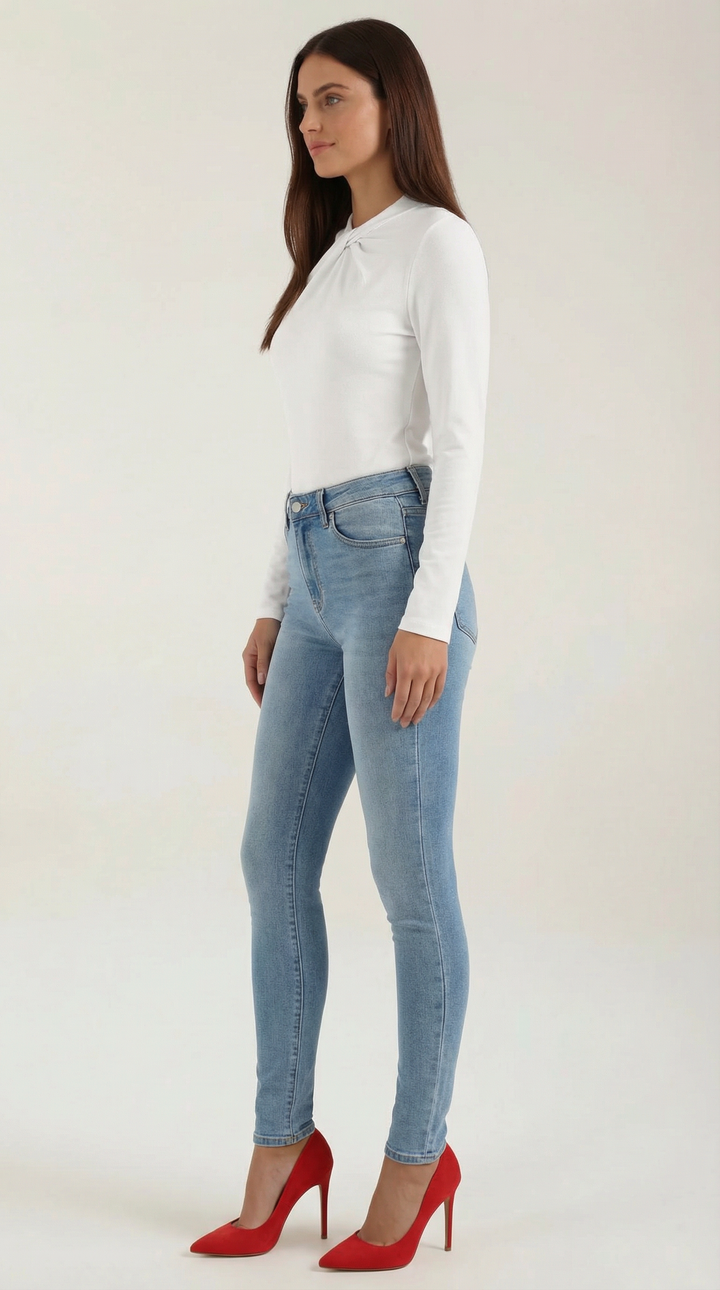Jamie mock-neck blouse met strik