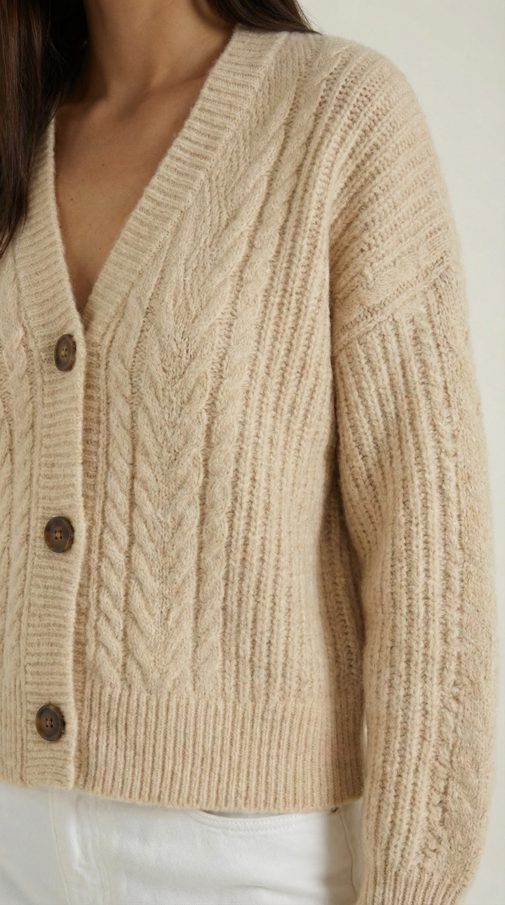 'Janet' Oversized Kabelgebreide Trui