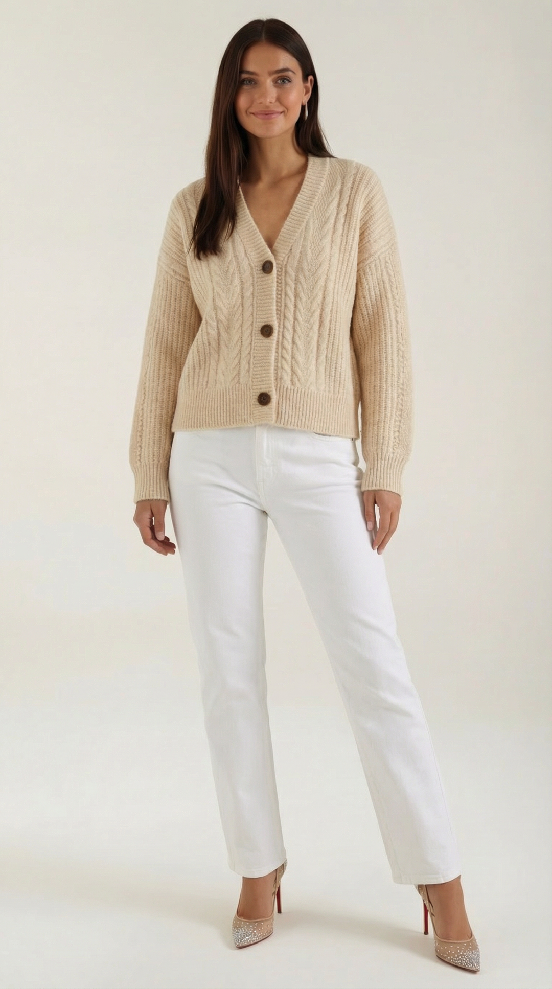 'Janet' Oversized Kabelgebreide Trui