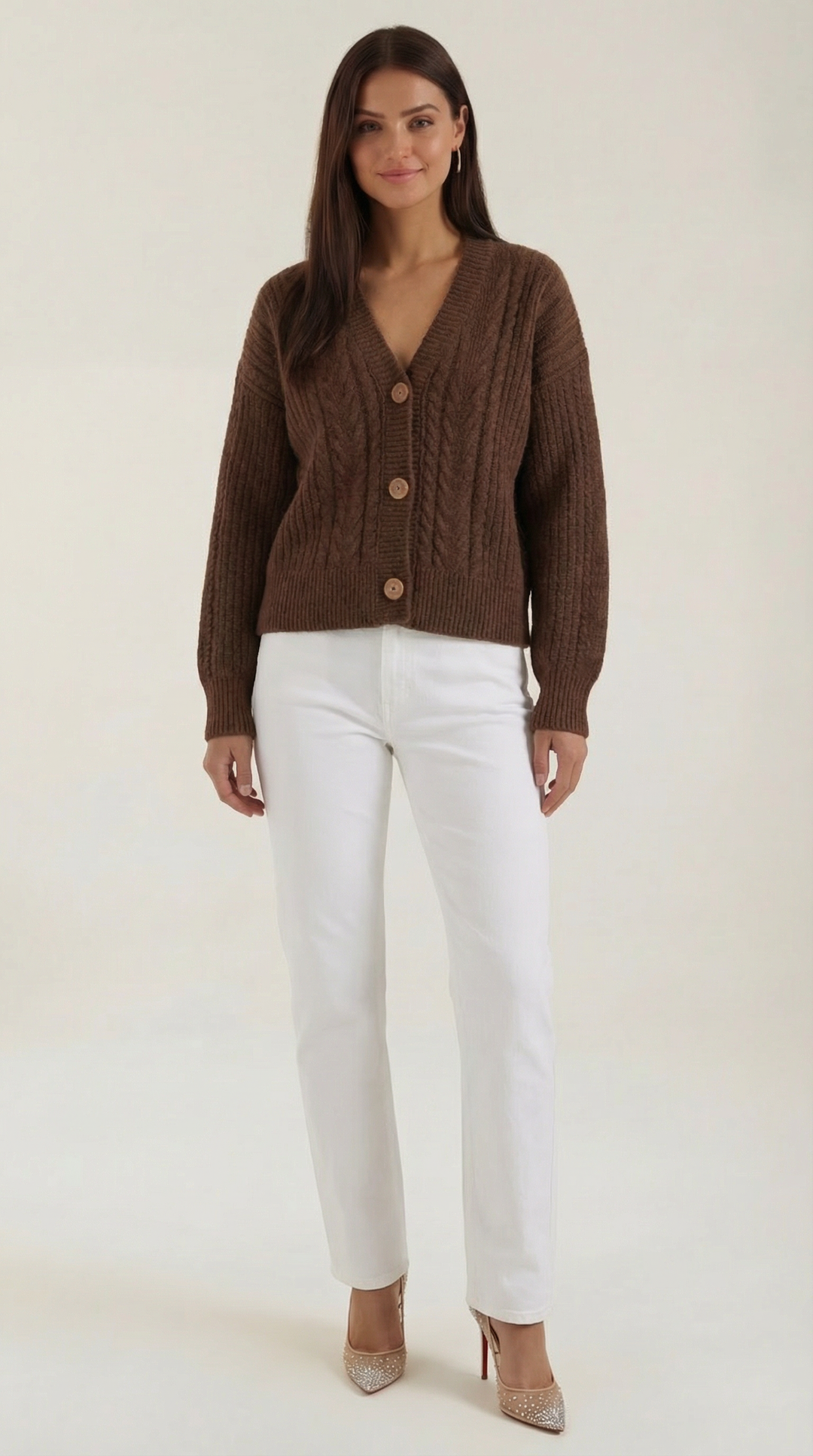 'Janet' Oversized Kabelgebreide Trui