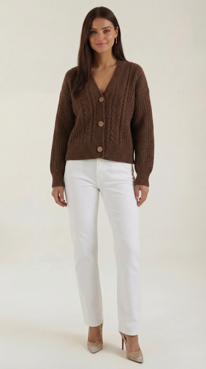 'Janet' Oversized Kabelgebreide Trui