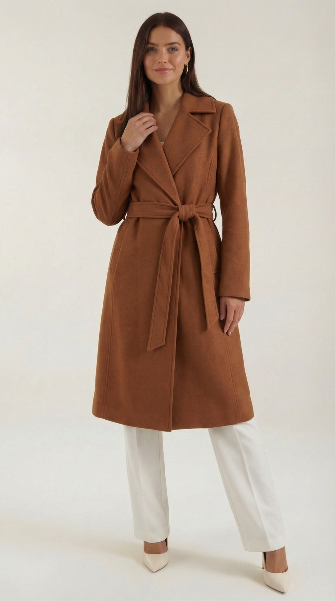 Wollen Trenchcoat Joyce met Riem