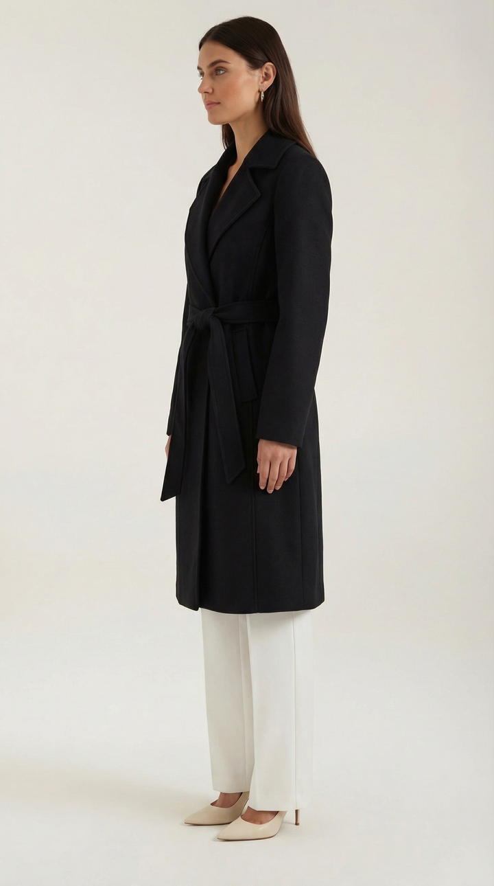 Wollen Trenchcoat Joyce met Riem