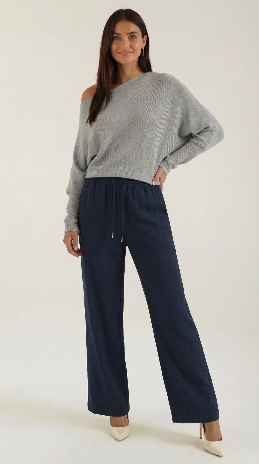Kendra wijde broek met trekkoord