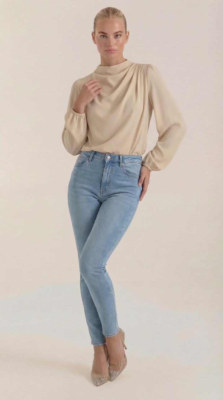 Marcia Draped Lange Mouwen Blouse