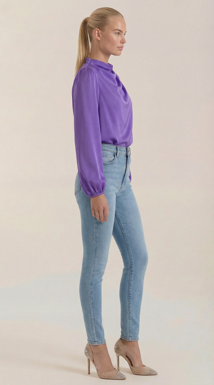 Marcia Draped Lange Mouwen Blouse