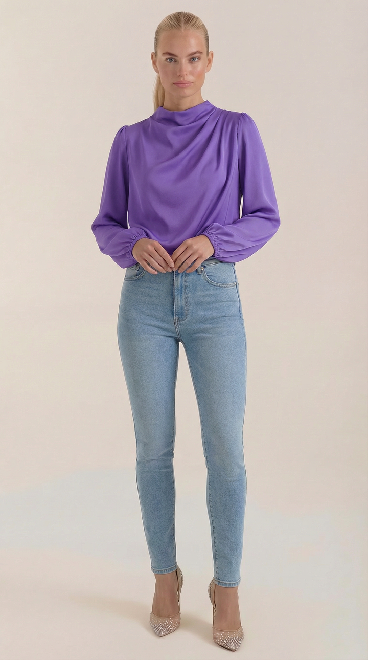 Marcia Draped Lange Mouwen Blouse