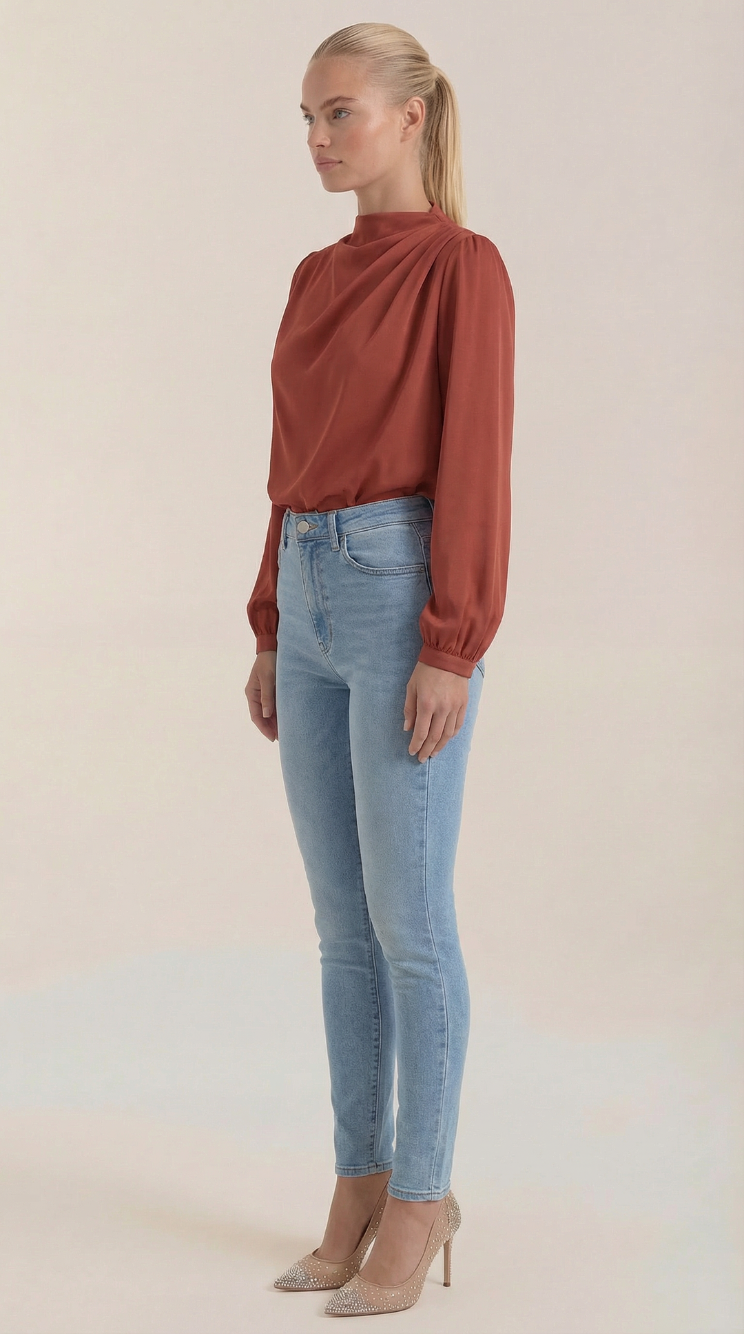 Marcia Draped Lange Mouwen Blouse
