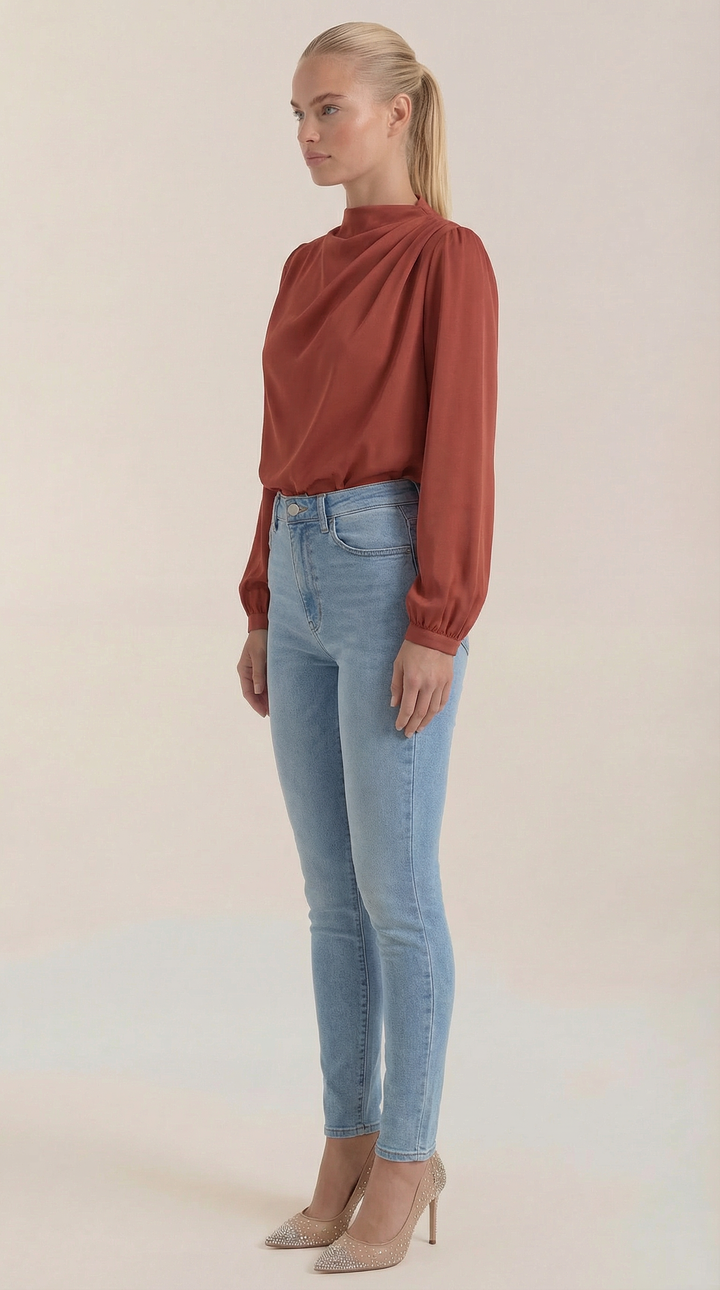 Marcia Draped Lange Mouwen Blouse