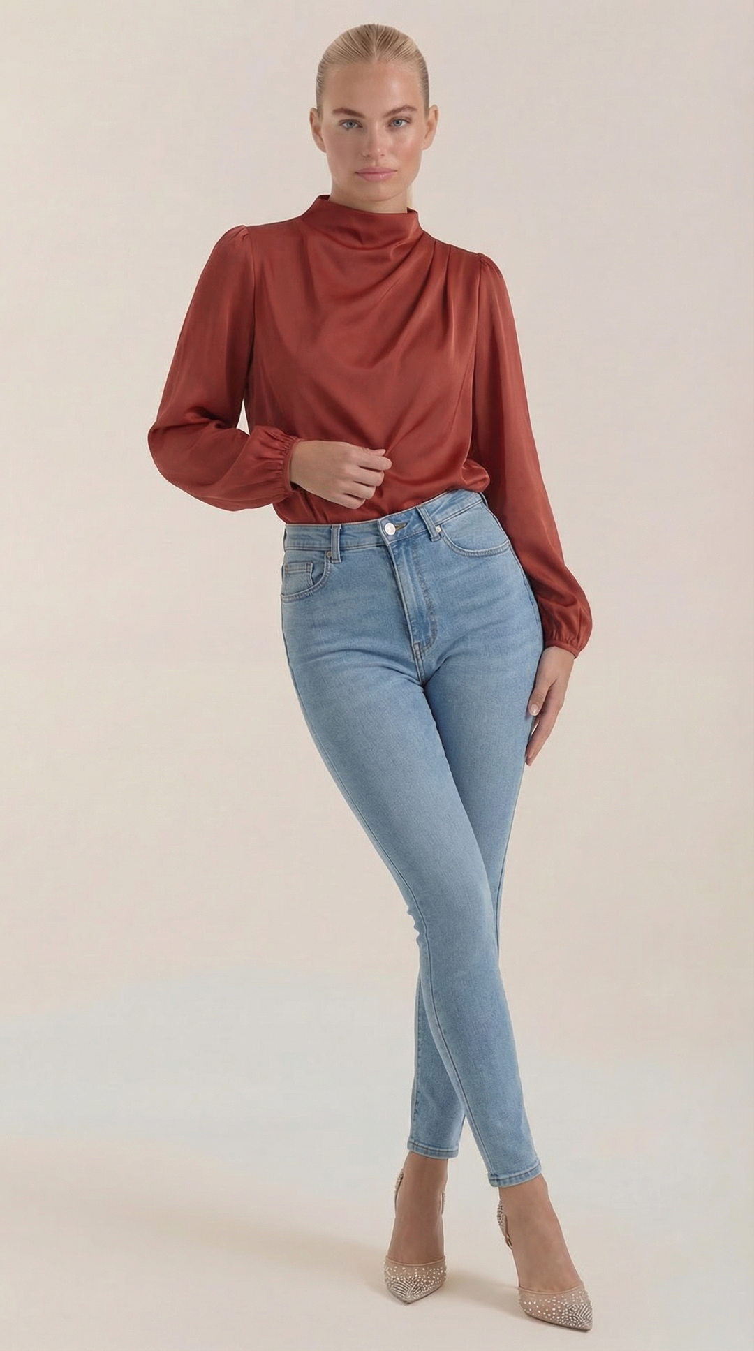 Marcia Draped Lange Mouwen Blouse
