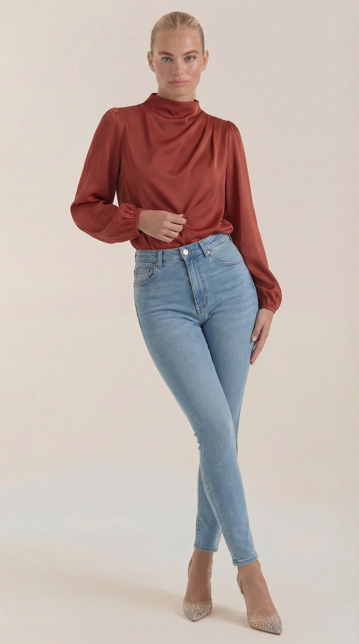Marcia Draped Lange Mouwen Blouse