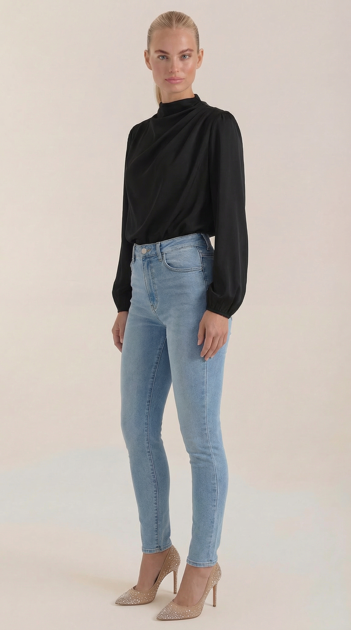 Marcia Draped Lange Mouwen Blouse