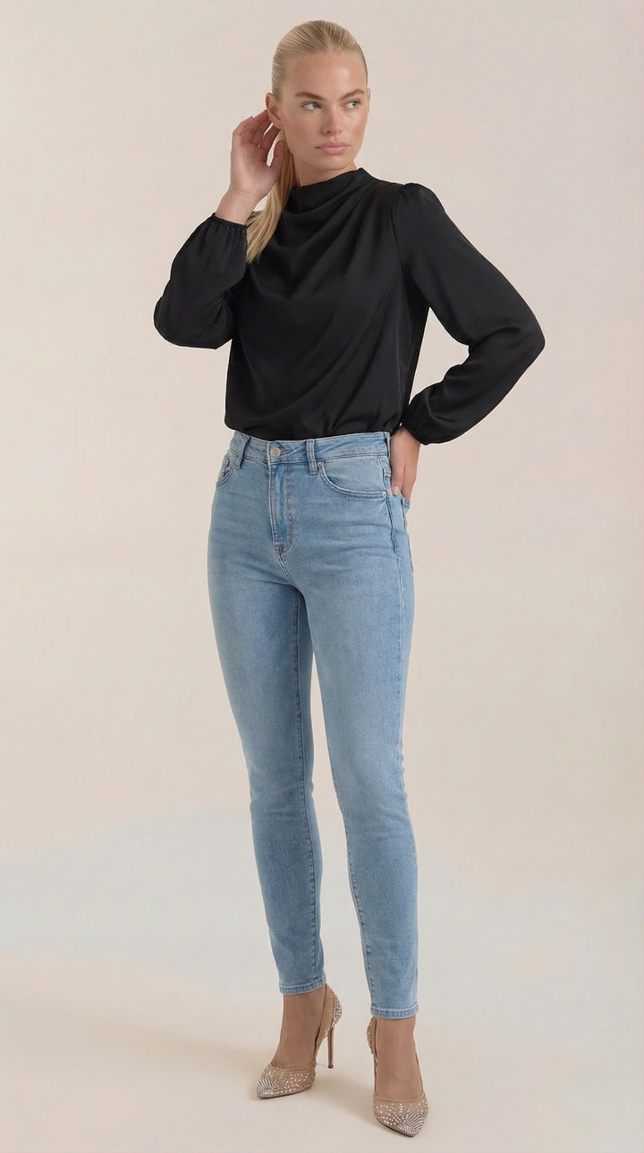 Marcia Draped Lange Mouwen Blouse