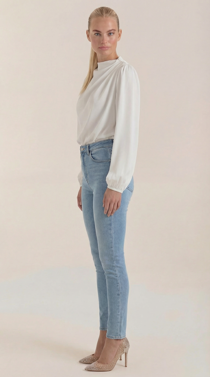 Marcia Draped Lange Mouwen Blouse